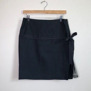 TRACY REESE Women 8 Silk Blend Black Pencil Skirt Bow Detail Gorpcore Whimsigoth